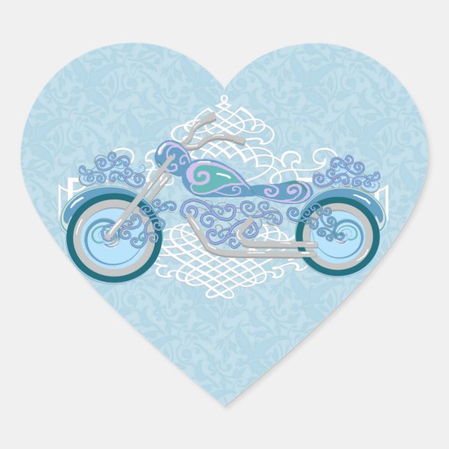 Romantic Floral Motorcycle Biker Wedding Stickers (Front)