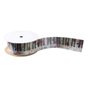 romantic floral music piano satin ribbon