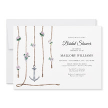 Romantic Floral Nautical Anchor Bridal Shower Invi