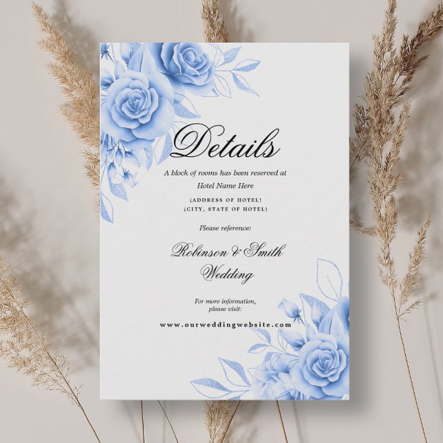 Romantic Floral Navy Blue Wedding Details Enclosure Card (Romantic Floral Navy Blue Wedding Details Enclosure Card)
