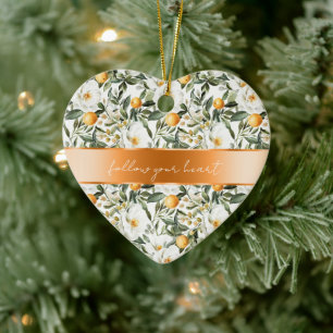 Romantic Floral Oranges Sicily Italian Ceramic Tree Decoration