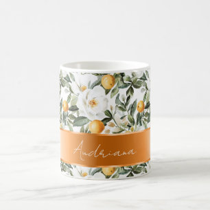 Romantic Floral Oranges Sicily Italian Coffee Mug