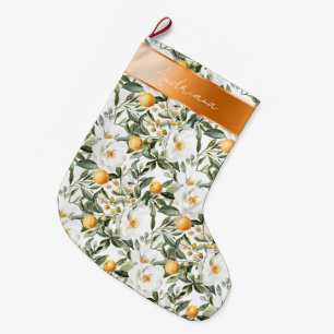 Romantic Floral Oranges Sicily Italian Large Christmas Stocking