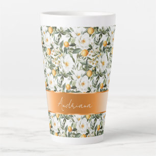 Romantic Floral Oranges Sicily Italian Latte Mug