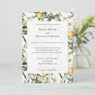 Romantic Floral Oranges Sicily Italian Wedding Invitation