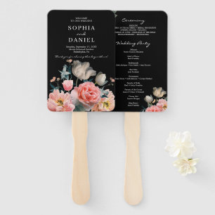 Romantic Floral Painted Wedding Program Fan