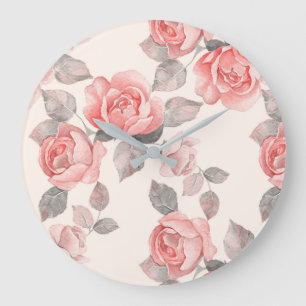 Romantic floral pattern 8 large clock