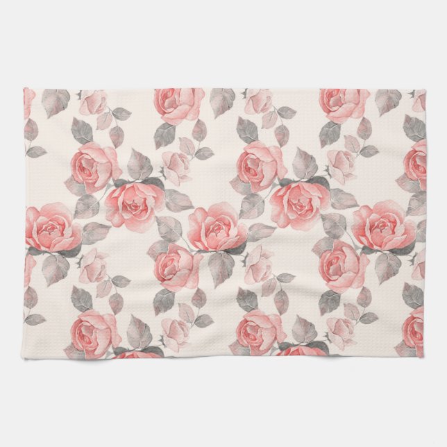 Romantic floral pattern 8 tea towel (Horizontal)