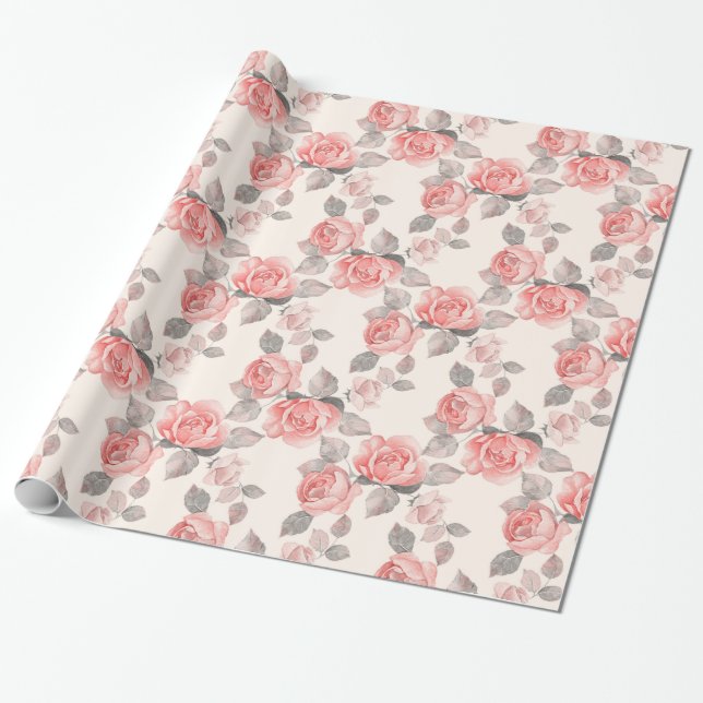 Romantic floral pattern 8 wrapping paper (Unrolled)