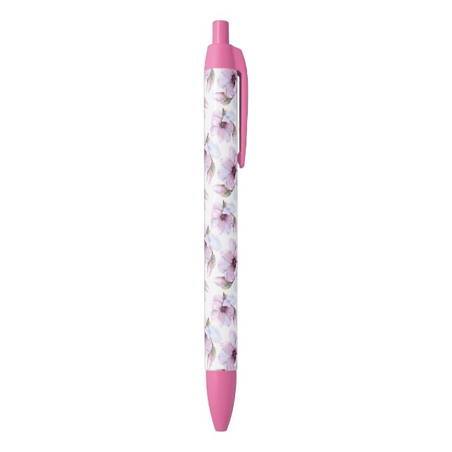 Romantic Floral Pattern Black Ink Pen (Bottom (Vertical))