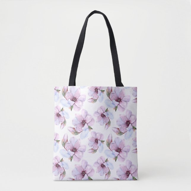 Romantic Floral Pattern Tote Bag (Front)