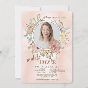 Romantic Floral Photo Bridal Shower Invitation