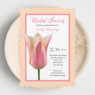 Romantic Floral Pink Tulip Bridal Shower  Invitation