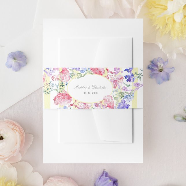 Romantic Floral Regency Era Wedding Invitation Belly Band (Creator Uploaded)