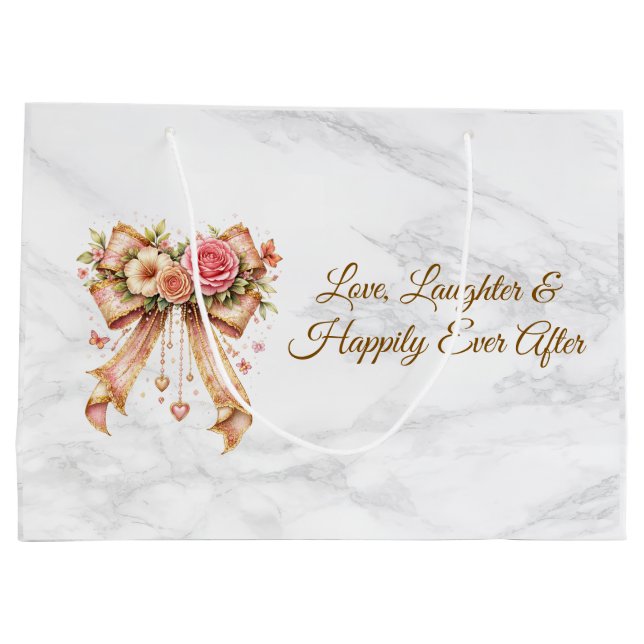 Romantic Floral Ribbon Tote Bag (Back)