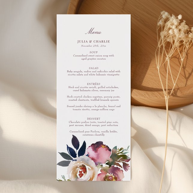 Romantic Floral Roses Elegant Wedding Menu (Creator Uploaded)
