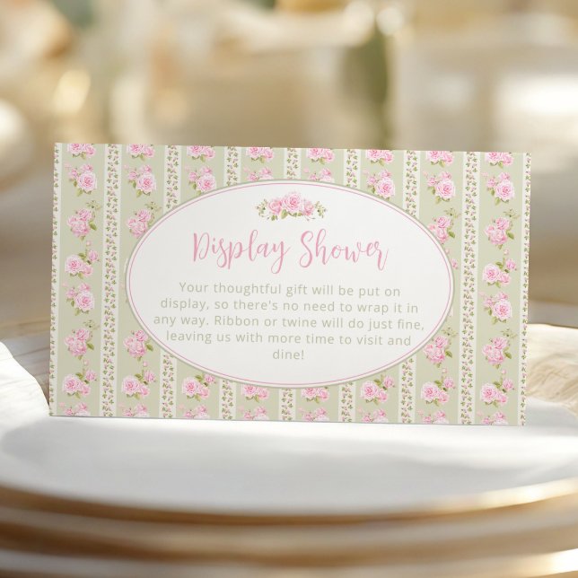 Romantic Floral Sage green Display Shower Enclosure Card (Creator Uploaded)