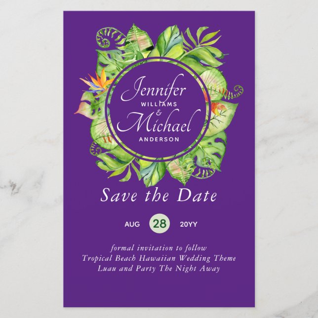 Romantic Floral Save The Date Lots of Colour Theme (Front)
