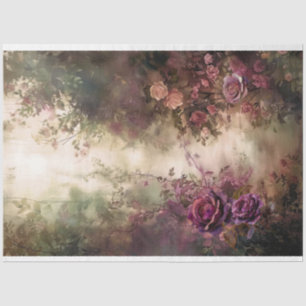 Romantic Floral, Scene, Burgundy Wine & Green Tissue Paper