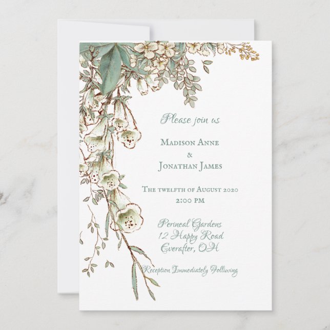 Romantic Floral Script Elegant Wedding Invitation (Front)