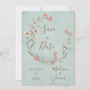 Romantic Floral Script Hand Drawn Chic Wedding Save The Date