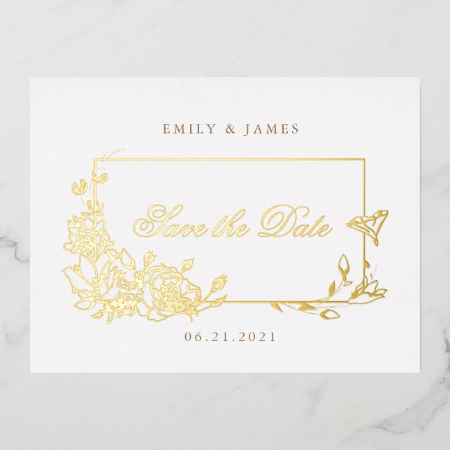romantic floral script save the date postcard (Front)
