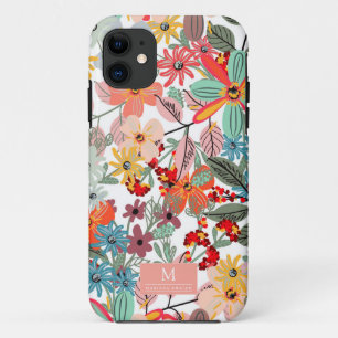 Romantic Floral soft Pink Green peach  Classic   iPhone 11 Case