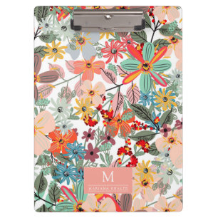 Romantic Floral soft Pink Green peach Classic Clipboard