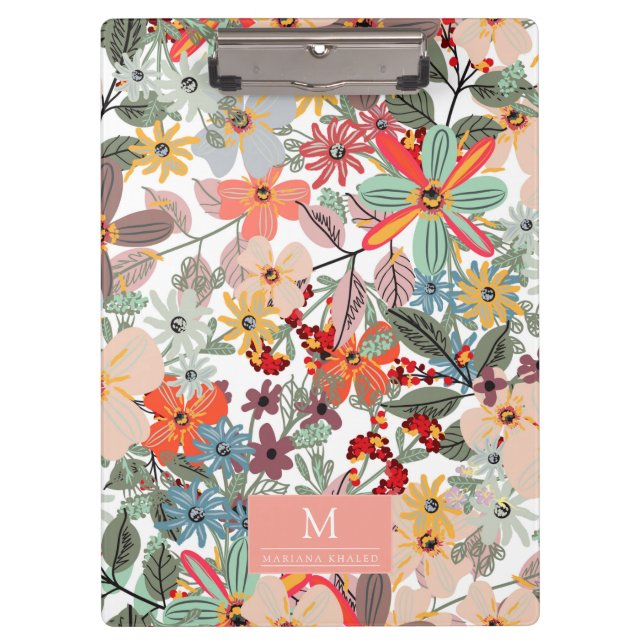 Romantic Floral soft Pink Green peach  Classic   Clipboard (Front)