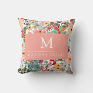 Romantic Floral soft Pink Green peach Classic Cushion