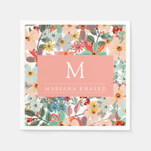 Romantic Floral soft Pink Green peach  Classic   Napkin