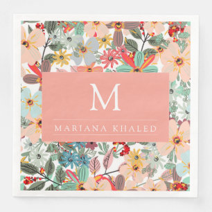 Romantic Floral soft Pink Green peach  Classic   Napkin