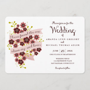 Romantic Floral Song of Solomon Wedding Invitation