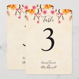 Romantic Floral   Table number cards