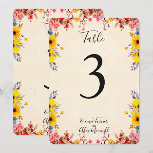 Romantic Floral   Table number cards