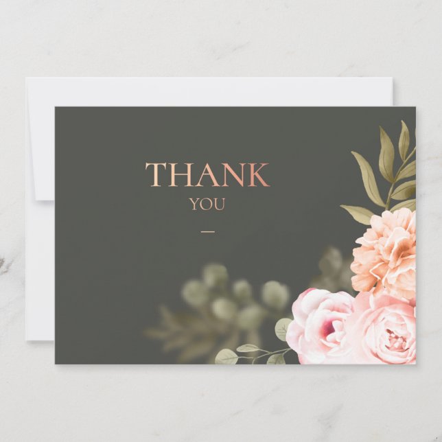 Romantic Floral Thank You Card (Front)