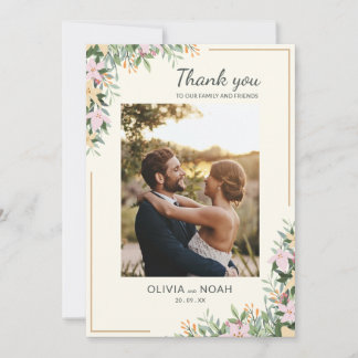 Romantic Floral Thank You Photo Card