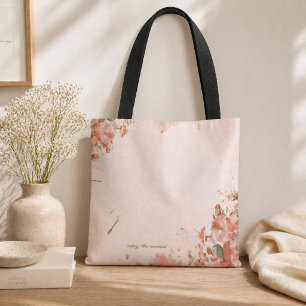 Romantic Floral Tote Bag Blush Pink Watercolor