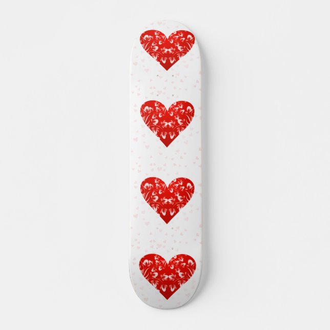 Romantic Floral Valentine Heart Skateboard (Front)