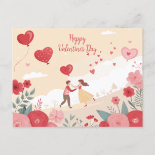 Romantic Floral Valentine's Day Postcard