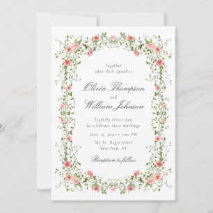 Romantic Floral Vine Frame Wedding Invitation