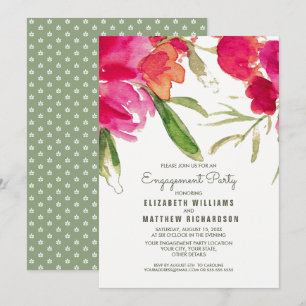 Romantic Floral Watercolor Engagement Party Invite