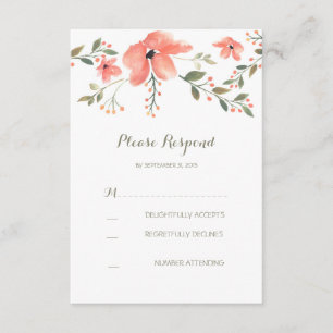 romantic floral watercolor wedding RSVP card