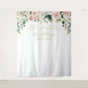 Romantic Floral Wedding Backdrop Tapestry