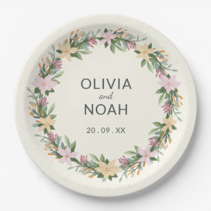 Romantic floral wedding - boho party paper plate