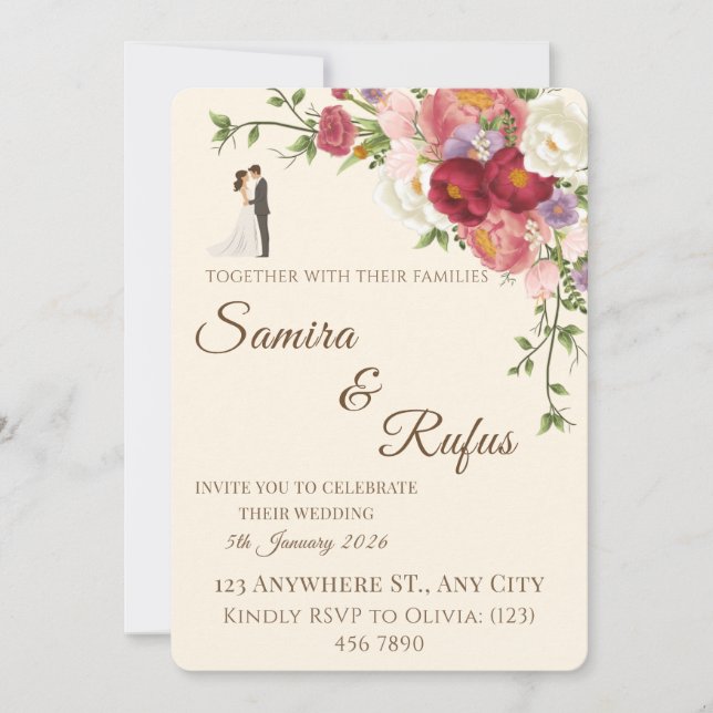 Romantic Floral Wedding Card (Front)