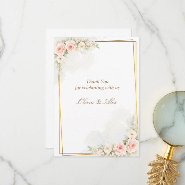 Romantic Floral Wedding Details Card Dusty Blush  (Front/Back In Situ)