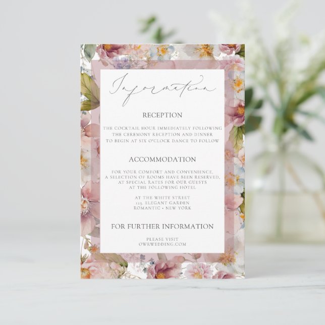 Romantic Floral Wedding Enclosure Cards (Standing Front)