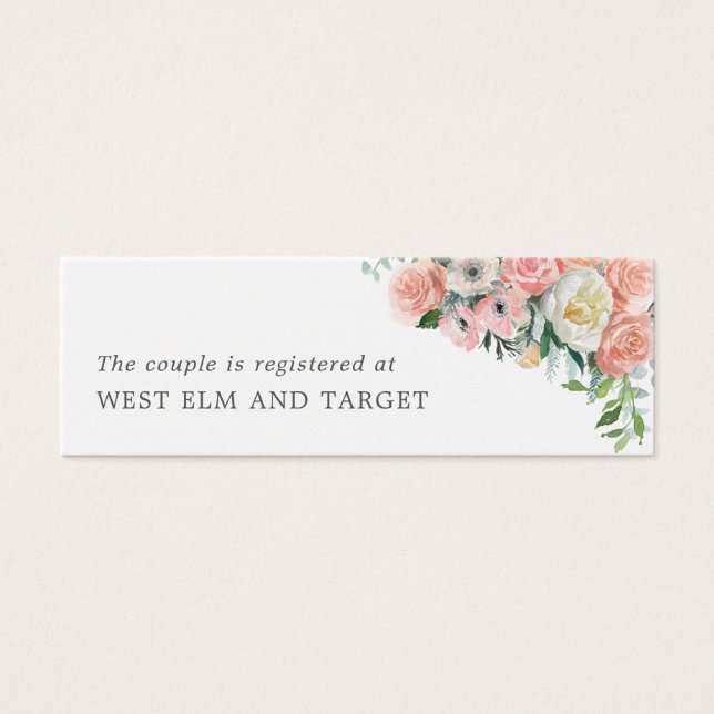 Romantic Floral Wedding Gift Registry Insert Cards (Front)