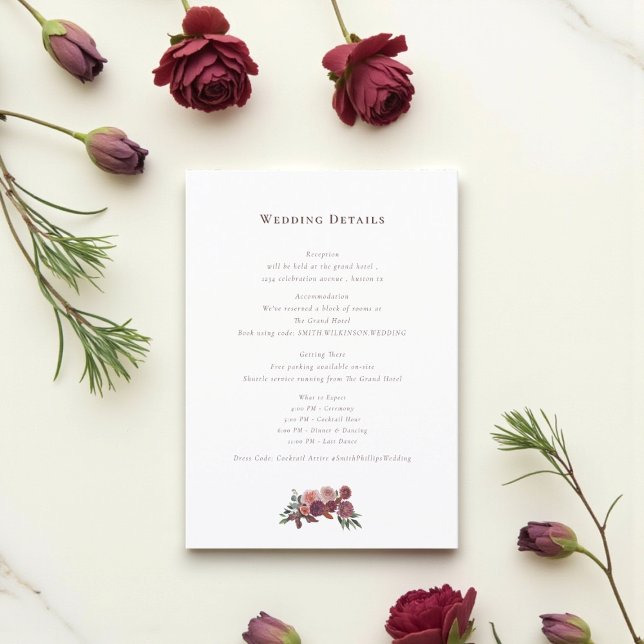 Romantic Floral Wedding Information Card (Creator Uploaded)